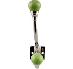 Lime Green Crackle Ceramic Iron Hooks