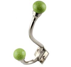 Lime Green Crackle Ceramic Iron Hooks