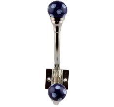 Navy Blue Dotted Ceramic Iron Hooks
