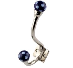 Navy Blue Dotted Ceramic Iron Hooks
