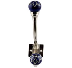 Navy Blue Floral Ceramic Iron Hooks