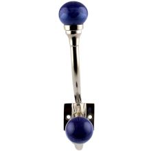 Navy Blue Floral Ceramic Iron Hooks