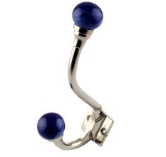 Navy Blue Floral Ceramic Iron Hooks