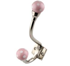 Pink Dotted Ceramic Iron Hooks