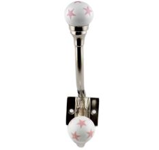 Pink Star Floral Ceramic Iron Hooks
