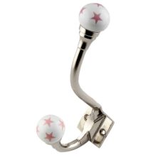 Pink Star Floral Ceramic Iron Hooks