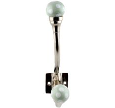 Sage Green Dottted Ceramic Iron Hook