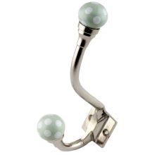 Sage Green Dottted Ceramic Iron Hook
