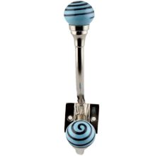 Turquoise Black Strip Ceramic Iron Hooks