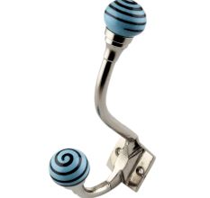 Turquoise Black Strip Ceramic Iron Hooks