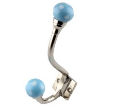 Turquoise Dotted Ceramic Iron Hooks