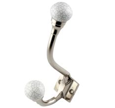 White Crackle Ceramic Iron Hooks