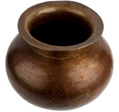Hand Hammered Round Brass Pot With A Small Mouth