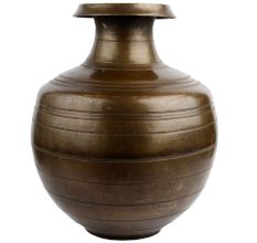Brass Water Pot Bulbous Fluted Design Decorative Pot