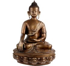 Handmade Brass Buddha Statue Meditating On Lotus Base