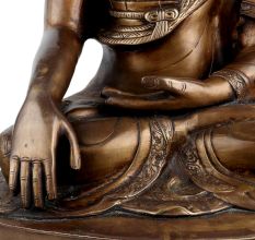 Handmade Brass Buddha Statue Meditating On Lotus Base