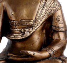 Handmade Brass Buddha Statue Meditating On Lotus Base