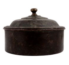 Round Brass Bread Box With Lid And Knob Finial