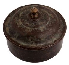 Round Brass Bread Box With Lid And Knob Finial