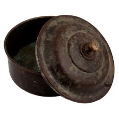 Round Brass Bread Box With Lid And Knob Finial