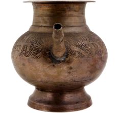 Indian Spouted Floral Brass Pot Lota
