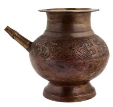 Indian Spouted Floral Brass Pot Lota