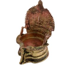 Hand crafted Brass Gajllaxmi Lamp With Beautiful Engravings