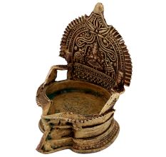 Traditional Brass Oil Lamp with Lakshmi