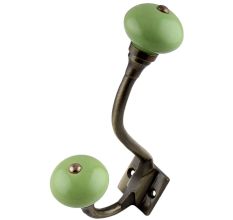 Lime Green Ceramic Antique Iron Hooks