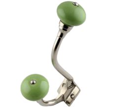 Lime Green Ceramic Silver Iron Hooks