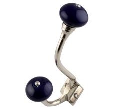 Navy Blue Silver Iron Hooks