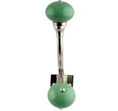 Pea Green Ceramic Silver Iron Hooks