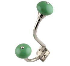 Pea Green Ceramic Silver Iron Hooks