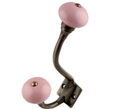 Pink Round Ceramic Antique Iron Hooks