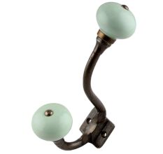 Sage Green Ceramic Antique Iron Hooks