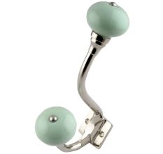 Sage Green Ceramic Silver Iron Hooks