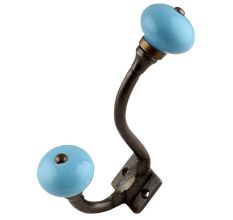 Sky Blue Ceramic Antique Iron Hooks
