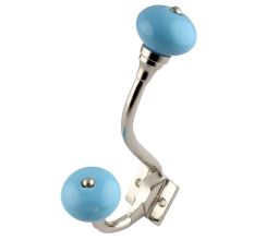 Sky Blue Ceramic Silver Iron Hooks