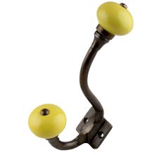 Solid Yellow Ceramic Antique Iron Hooks