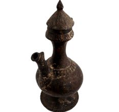 Old Engraved Brass Munhall  Water Pot With Lid  And Spout