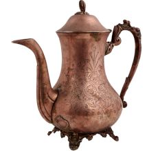 Brass Kettle Engraved Leaf Design Tableware