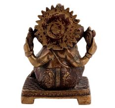 Brass Ganesha Statue Sitting On A Chowki