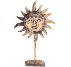 Brass Sun God Face On Stand