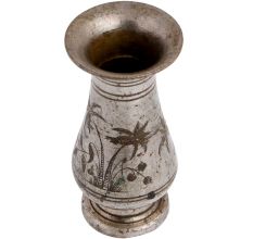 Old Brass Flower Pot With Engraved Coconut Tree Motif