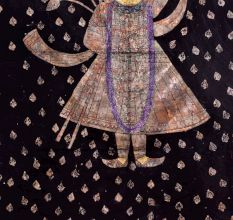 Black Folk Nathwara Painting With Leaf Motifs