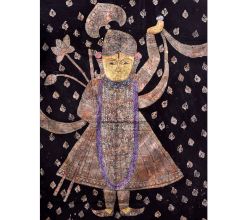 Black Folk Nathwara Painting With Leaf Motifs