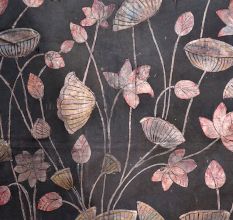 Pichwai Krishna Painting In Floral Background On Black Cloth