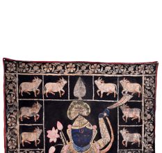 Srinathji Pichwai painting With Cows On Black Fabric