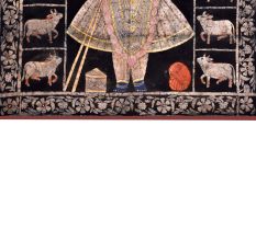Srinathji Pichwai painting With Cows On Black Fabric