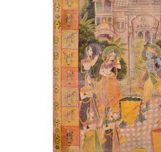 Pichwai Painting playing Holi With Gopies Srinathji Forms On Border